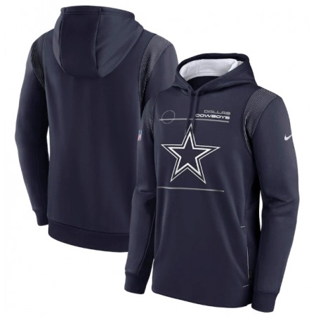 Men's Dallas Cowboys 2021 Navy Sideline Logo Performance Pullover Hoodie