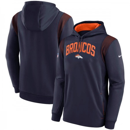 Men's Denver Broncos Navy Sideline Stack Performance Pullover Hoodie 002