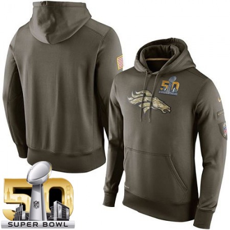 Men's Denver Broncos Super Bowl 50 Nike Olive Salute To Service KO Performance Hoodie