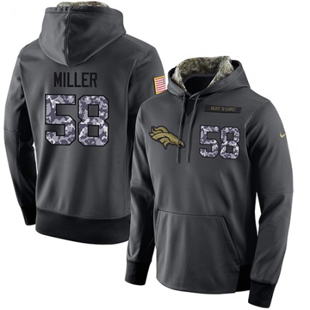 NFL Men's Nike Denver Broncos #58 Von Miller Stitched Black Anthracite Salute to Service Player Performance Hoodie