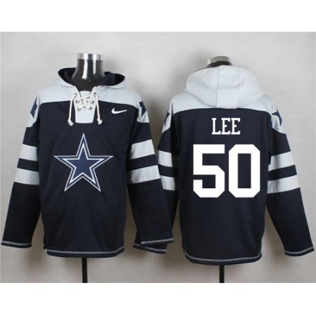 Nike Cowboys #50 Sean Lee Navy Blue Player Pullover NFL Hoodie