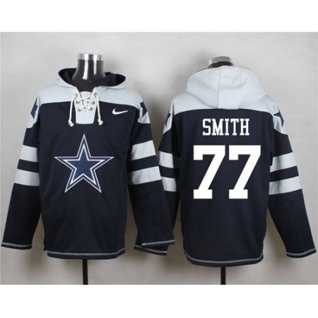 Nike Cowboys #77 Tyron Smith Navy Blue Player Pullover NFL Hoodie