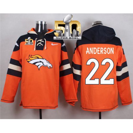 Nike Broncos #22 C.J. Anderson Orange Super Bowl 50 Player Pullover NFL Hoodie