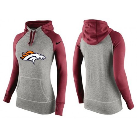 Women's Nike Denver Broncos Performance Hoodie Grey & Red_2