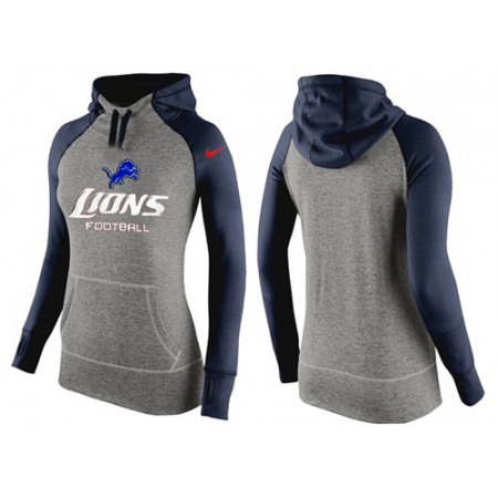 Women's Nike Detroit Lions Performance Hoodie Grey & Dark Blue