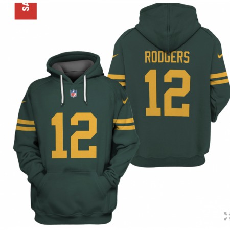 Men's Green Bay Packers #12 Aaron Rodgers 2021 Green Pullover Hoodie