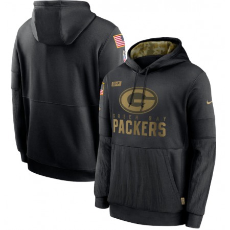 Men's Green Bay Packers 2020 Black Salute to Service Sideline Performance Pullover Hoodie