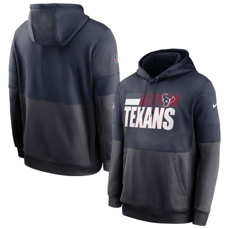 Men's Houston Texans Navy/Charcoal Sideline Impact Lockup Performance Pullover Hoodie