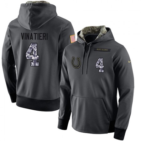 NFL Men's Nike Indianapolis Colts #4 Adam Vinatieri Stitched Black Anthracite Salute to Service Player Performance Hoodie