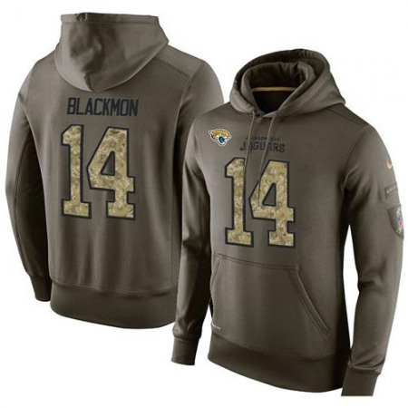 NFL Men's Nike Jacksonville Jaguars #14 Justin Blackmon Stitched Green Olive Salute To Service KO Performance Hoodie