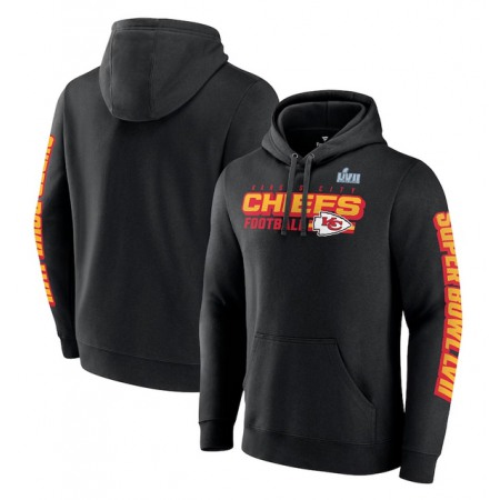 Men's Kansas City Chiefs Black Super Bowl LVII Star Trail Pullover Hoodie