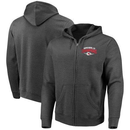 Men's Kansas City Chiefs Heather Charcoal Super Bowl LIV Champions Replay Full-Zip Hoodie