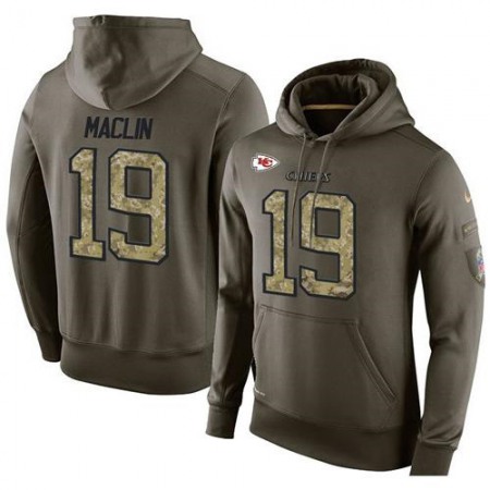 NFL Men's Nike Kansas City Chiefs #19 Jeremy Maclin Stitched Green Olive Salute To Service KO Performance Hoodie