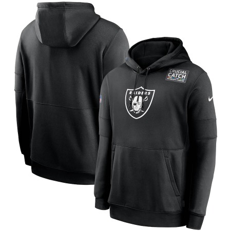 Men's Las Vegas Raiders 2020 Black Crucial Catch Sideline Performance Pullover Hoodie