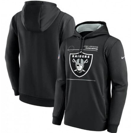 Men's Las Vegas Raiders 2021 Black Sideline Logo Performance Pullover Hoodie