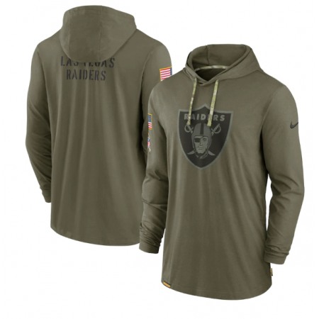 Men's Las Vegas Raiders 2022 Olive Salute to Service Tonal Pullover Hoodie