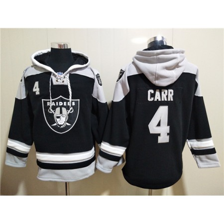 Men's Las Vegas Raiders #4 Derek Carr Black Ageless Must-Have Lace-Up Pullover Hoodie