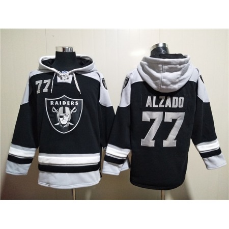 Men's Las Vegas Raiders #77 Lyle Alzado Black Ageless Must-Have Lace-Up Pullover Hoodie