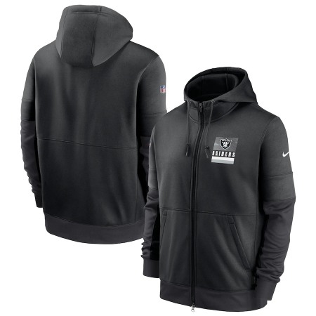 Men's Las Vegas Raiders Black Sideline Impact Lockup Performance Full-Zip Hoodie