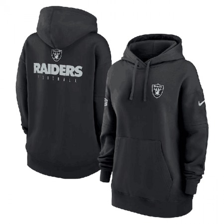 Women's Las Vegas Raiders Black Sideline Club Fleece Pullover Hoodie(Run Small)