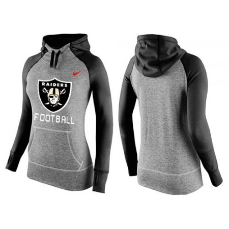 Women's Nike Oakland Raiders Performance Hoodie Grey & Black_1