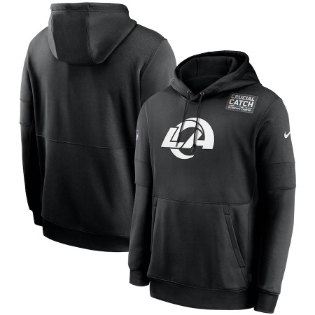 Men's Los Angeles Rams 2020 Black Crucial Catch Sideline Performance Pullover Hoodie