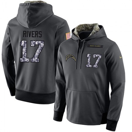 NFL Men's Nike San Diego Chargers #17 Philip Rivers Stitched Black Anthracite Salute to Service Player Performance Hoodie