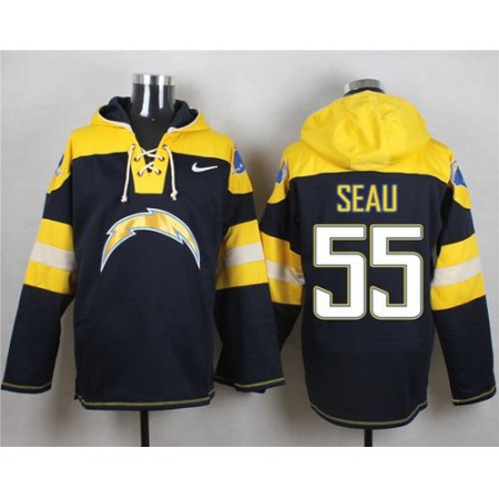 Nike Chargers #55 Junior Seau Navy Blue Player Pullover NFL Hoodie