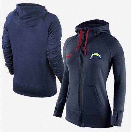 Women's Nike San Diego Chargers Full-Zip Performance Hoodie Dark Blue