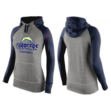 Women's Nike San Diego Chargers Performance Hoodie Grey & Dark Blue