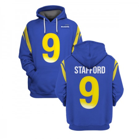 Men's Los Angeles Rams #9 Matthew Stafford 2021 Royal Pullover Hoodie