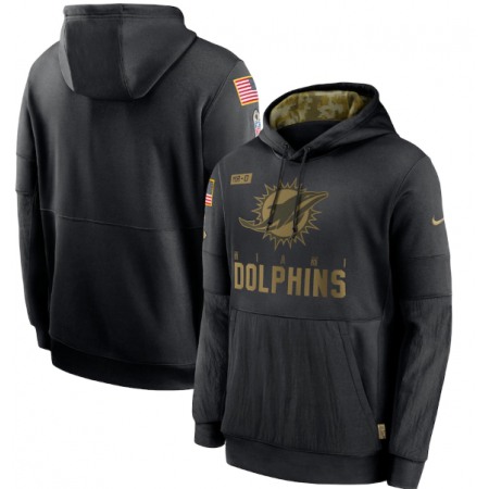 Men's Miami Dolphins 2020 Black Salute to Service Sideline Performance Pullover Hoodie