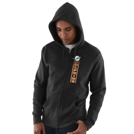 Men's Miami Dolphins Black Hook and Ladder Full-Zip NFL Hoodie