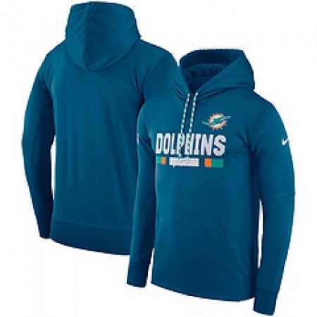 Men's Miami Dolphins Nike Aqua Sideline Team Name Performance Pullover Hoodie