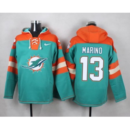 Nike Dolphins #13 Dan Marino Aqua Green Player Pullover NFL Hoodie