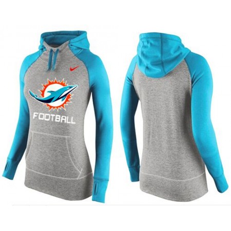 Women's Nike Miami Dolphins Performance Hoodie Grey & Blue_1