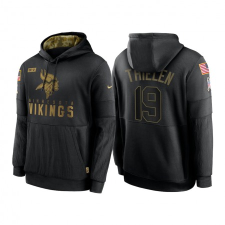 Men's Minnesota Vikings #19 Adam Thielen 2020 Black Salute to Service Sideline Performance Pullover Hoodie