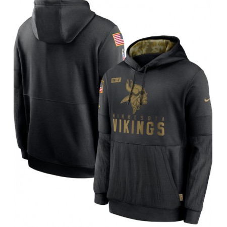 Men's Minnesota Vikings 2020 Black Salute to Service Sideline Performance Pullover Hoodie