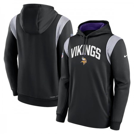 Men's Minnesota Vikings Black Sideline Stack Performance Pullover Hoodie 001