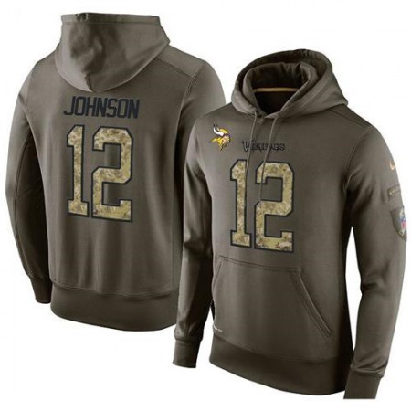 NFL Men's Nike Minnesota Vikings #12 Charles Johnson Stitched Green Olive Salute To Service KO Performance Hoodie