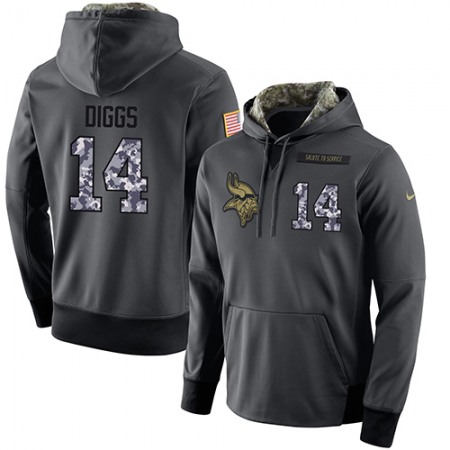 NFL Men's Nike Minnesota Vikings #14 Stefon Diggs Stitched Black Anthracite Salute to Service Player Performance Hoodie