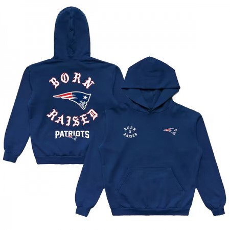 Men's New England Patriots Navy Born x Raised Pullover Hoodie