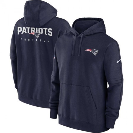 Men's New England Patriots Navy Sideline Club Fleece Pullover Hoodie