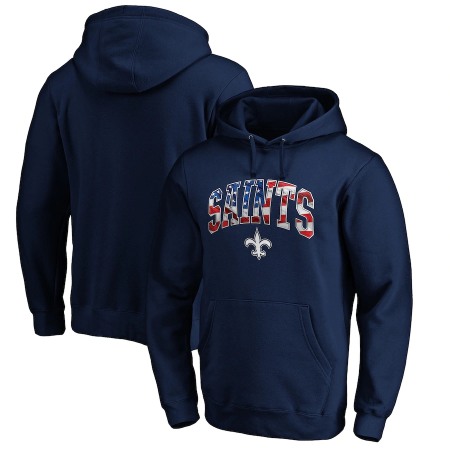 Men's New Orleans Saints Navy Banner Wave Pullover Hoodie