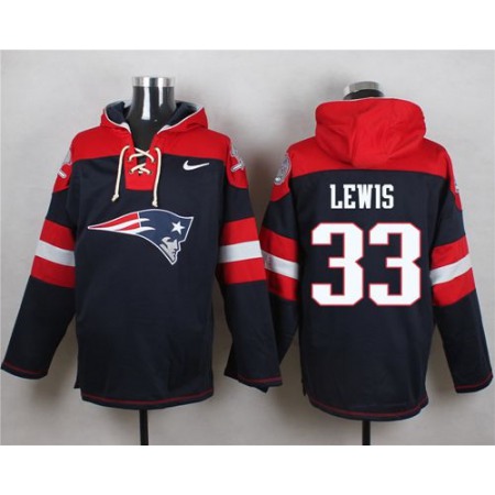 Nike Patriots #33 Dion Lewis Navy Blue Player Pullover NFL Hoodie