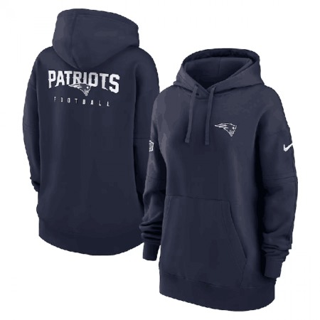 Women's New England Patriots Navy Sideline Club Fleece Pullover Hoodie(Run Small)