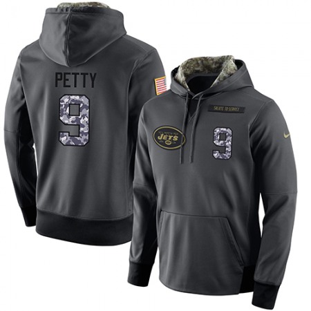 NFL Men's Nike New York Jets #9 Bryce Petty Stitched Black Anthracite Salute to Service Player Performance Hoodie