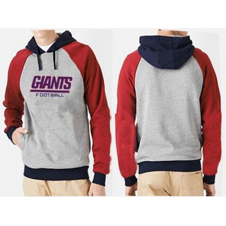 New York Giants Authentic Logo Pullover Hoodie Grey & Red