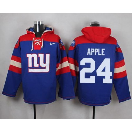 Nike Giants #24 Eli Apple Royal Blue Player Pullover NFL Hoodie