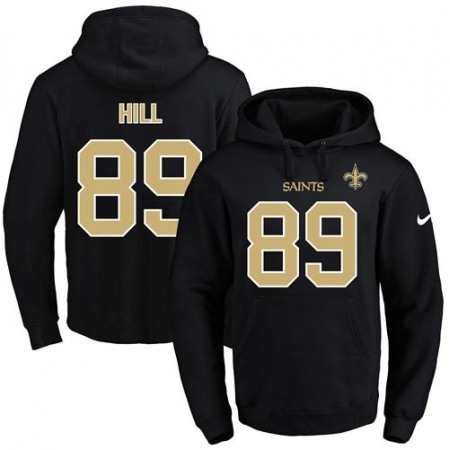 Nike Saints #89 Josh Hill Black Name & Number Pullover NFL Hoodie